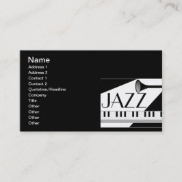 CARTÃO DE VISITA GRÁFICO DE MÚSICA BRANCO PRETO DO JAZZ