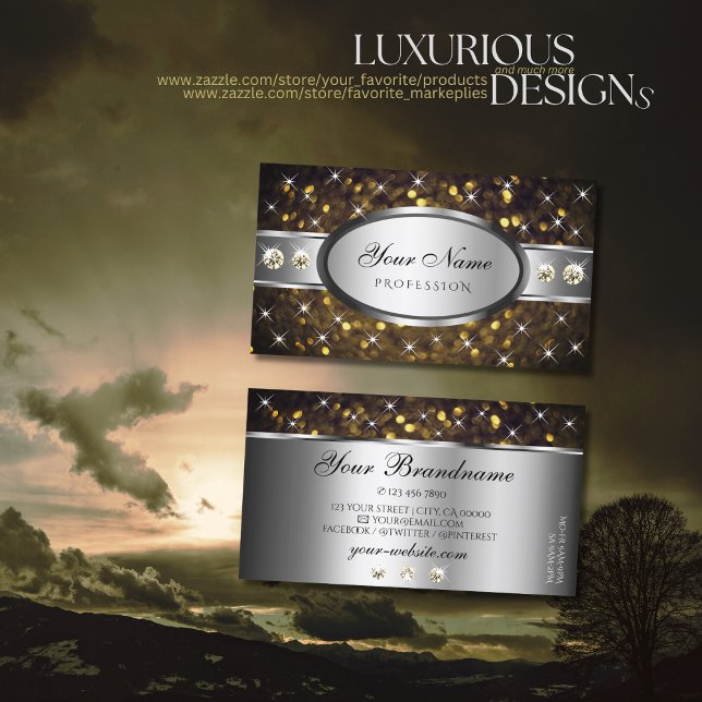 Cartão De Visita Gráfico de Ouros de Estrelas com Brilho Dourado de (Criador carregado)