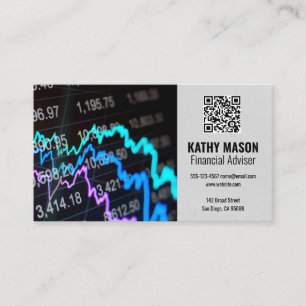 Cartão De Visita Gráfico do mercado de ações  Código QR do logo