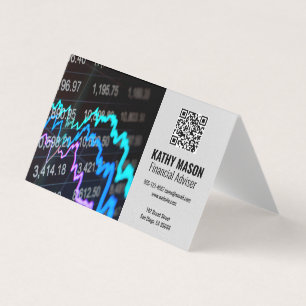Cartão De Visita Gráfico do mercado de ações Código QR do logo