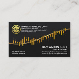 Cartão De Visita Gráfico Financeiro da Bolsa de Valores Dourada com