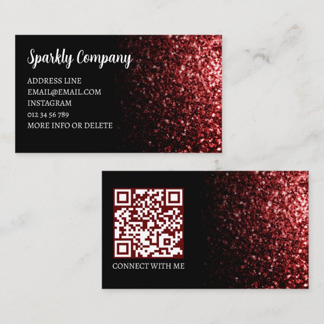 Cartão De Visita Gráfico QR preto esbranquiçado vermelho esparso pr (Frente/Verso)