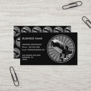 Cartão De Visita Gráficos de Microfone Retrô