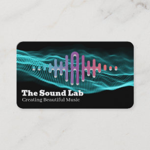 Cartão De Visita Gráficos de Ondas Sonoras Logotipo de Nota Music