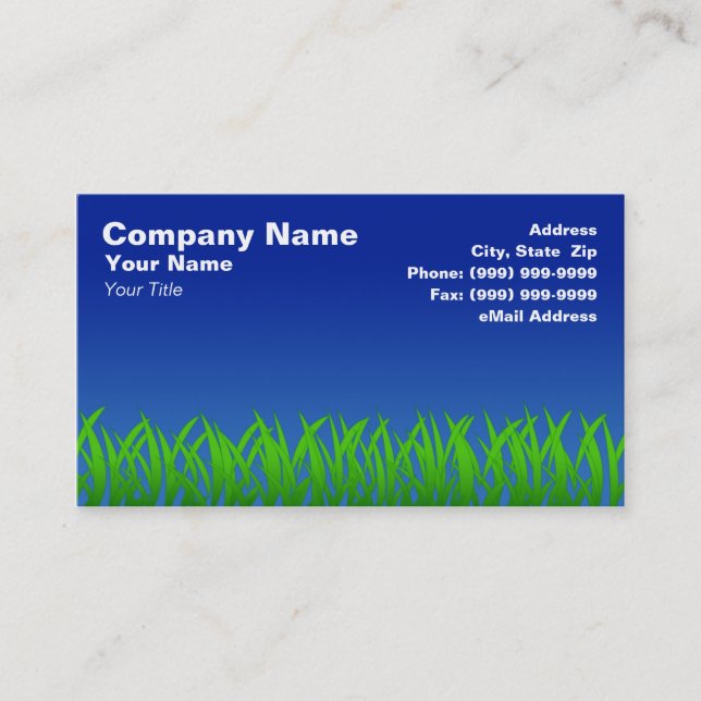 Cartão De Visita Grama verde contra o céu claro azul (Frente)