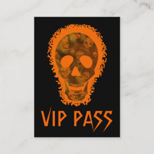 Cartão De Visita Grande Caveira Laranja VIP PASSA laranja