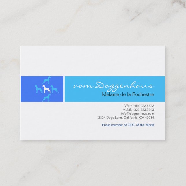 Cartão De Visita Grande Dane formal (Verso)