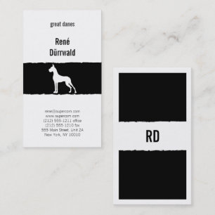 Cartão De Visita Grande Dane Preto e Branco Cortado