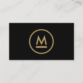 Cartão De Visita Grande Monograma Moderno Inicial Dourado a Preto