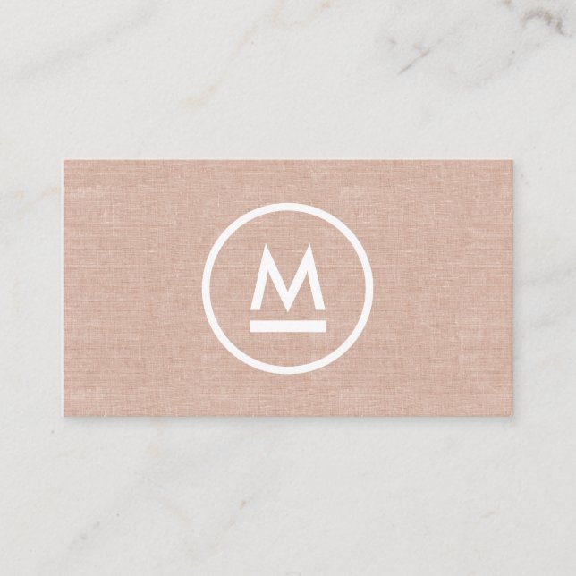 Cartão De Visita Grande Monograma Moderno Inicial em Beige Linen (Frente)