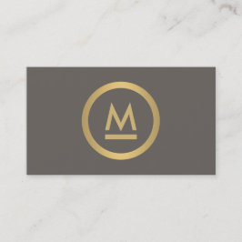 Cartão De Visita Grande Monograma Moderno Inicial em Faux Dourado e