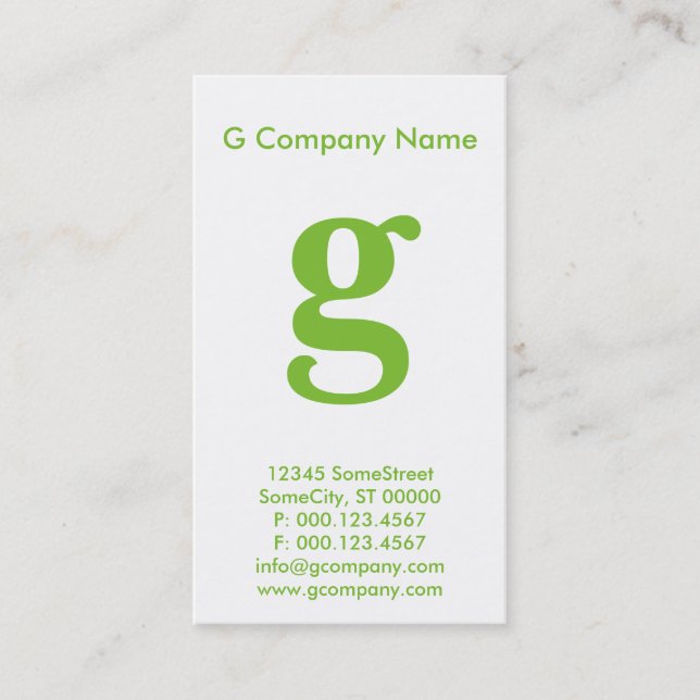 Cartão De Visita grande monograma verde (Frente)