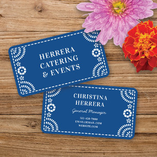 Cartão De Visita Grande Ornamentado Azul Papel Picado Frame Caterin