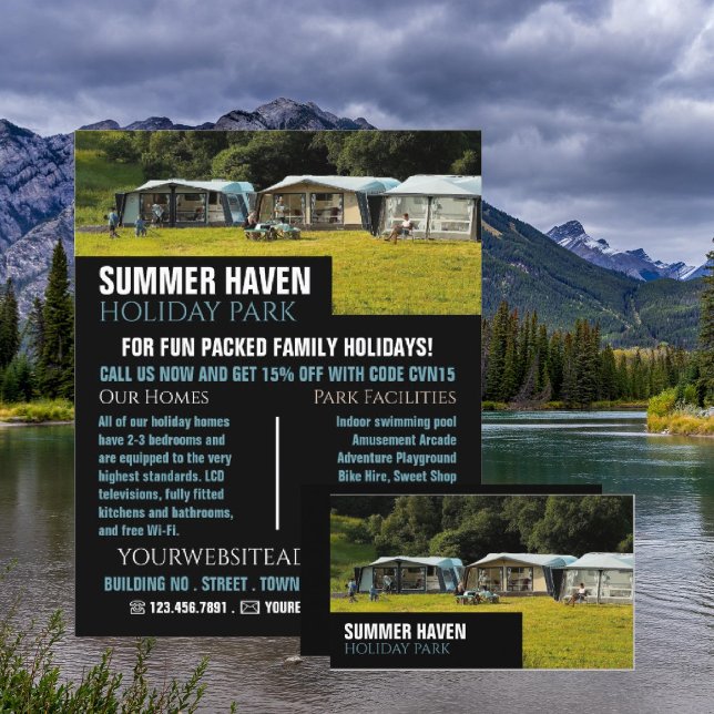 Cartão De Visita Grandes tendas, proprietário do Holiday Park, gere (Criador carregado)