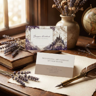 Cartão De Visita Gravura Antiga Mapa do Castelo Floral Roxo Fantasi