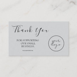 Cartão De Visita Gray Logo Script Thank You Card Discount Business