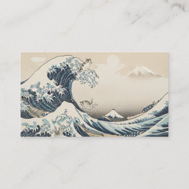 Cartão De Visita Great Wave Inspired Japanese Business Card  (Verso)