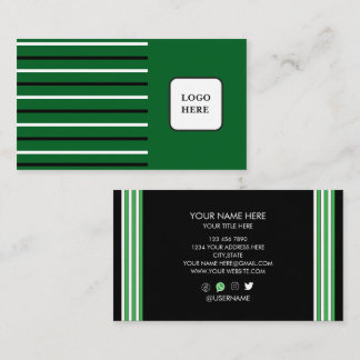 Cartão De Visita Green Black And White Line Art Business Card