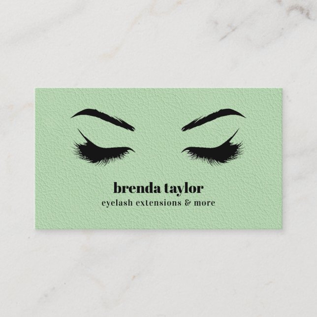 Cartão De Visita GREEN LEATHER Chic Eyelash Browbar profissional (Frente)