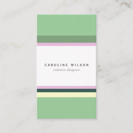 Cartão De Visita Green pink lines colorful minimal elegant classy