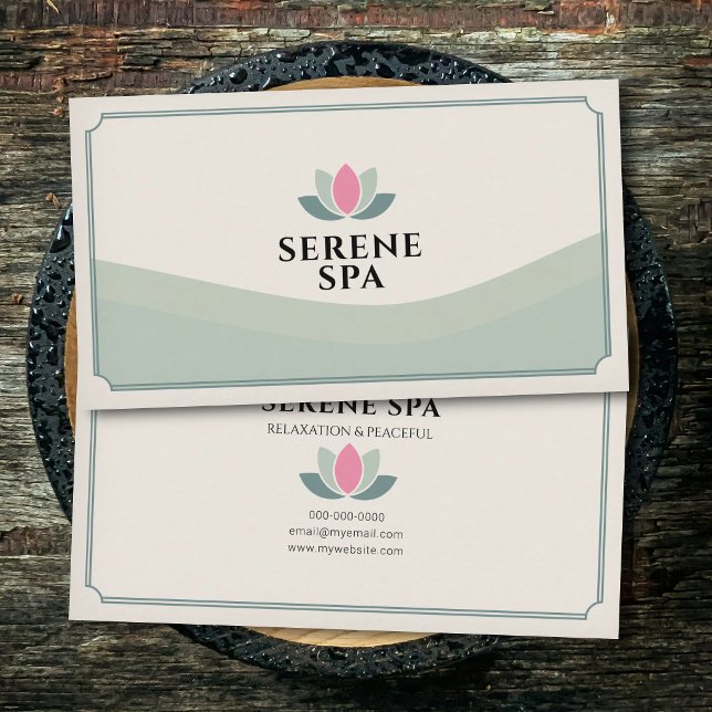 Cartão De Visita Green Tones Lotus Flower - Spa Salon (Green Tones Lotus Flower - Spa Salon Business Card)