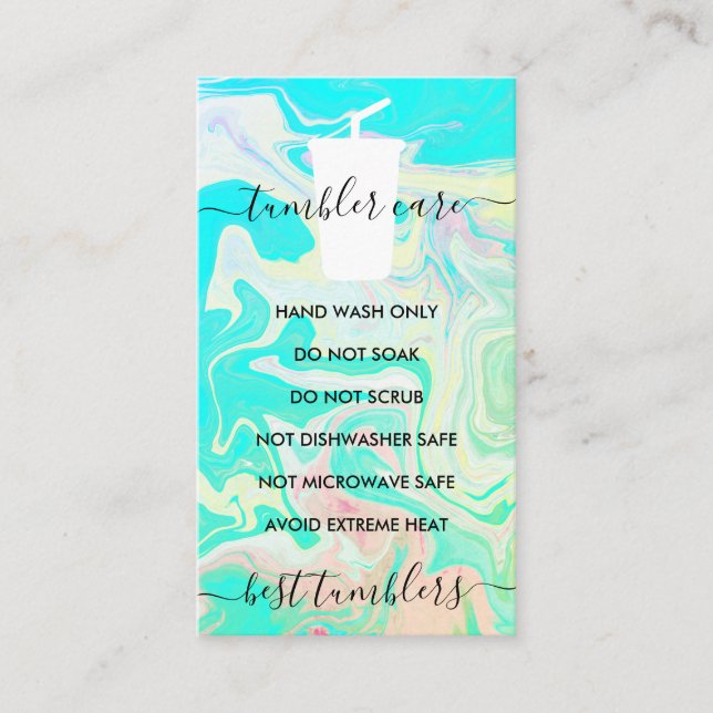 Cartão De Visita Green Tumbler care Instructions ombré vinil (Frente)