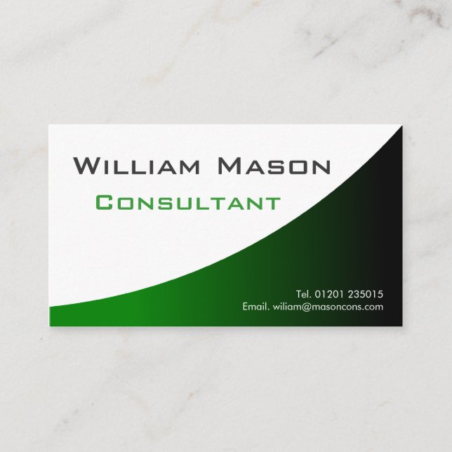 Cartão De Visita Green White Curved, Professional Business Card (Frente)