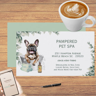 Cartão De Visita Greenery French Bulldog Pet Groomer Spa