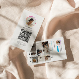 Cartão De Visita Grelha de Fotografias do Instagram Ligh Theme QR C