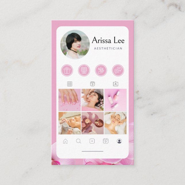 Cartão De Visita Grelha de Fotografias do Perfil de Mídia Social do (Frente)