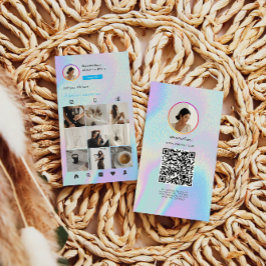 Cartão De Visita Grelha de Fotos do Código QR 10 Holográfico do Ins