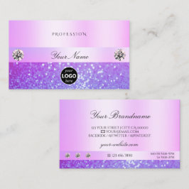 Cartão De Visita Grelhas roxas, cor-de-rosa, pastel e brilho do log