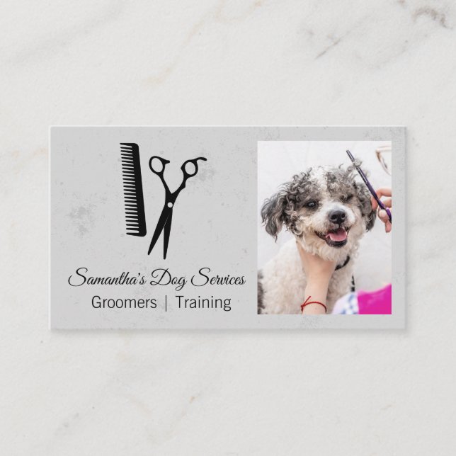 Cartão De Visita Groomer Cortando Cabelo de Cachorro (Frente)