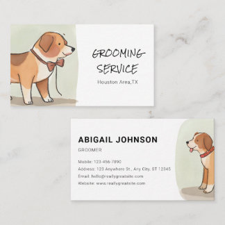 Cartão De Visita Grooming de Pet de Aquarela com Corgi