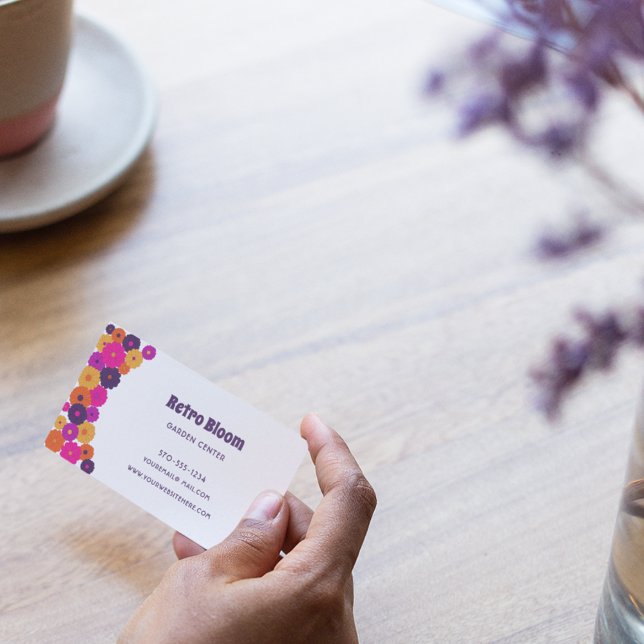 Cartão De Visita Groovy Flowers Graphic Vintage Style (Criador carregado)