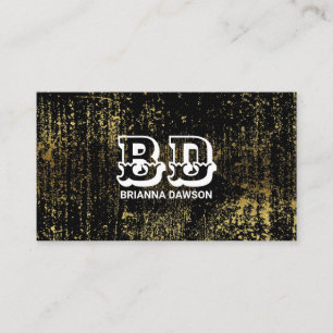 Cartão de visita Grunge Dourado do Script do Rico