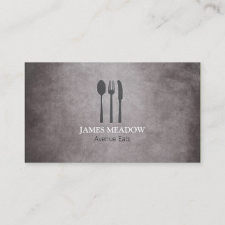 Cartão De Visita Grunge Fork Knife Spoon Restaurant Café Catering