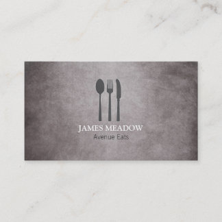 Cartão De Visita Grunge Fork Knife Spoon Restaurant Café Catering B