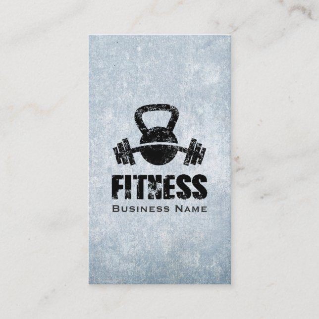 Cartão De Visita Grunge Malhação Treinador pessoal Kettlebell Barbe (Frente)