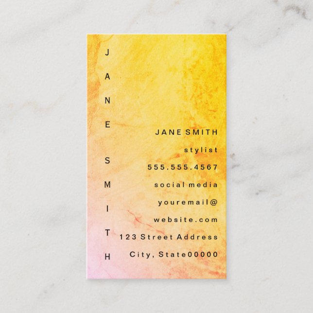 Cartão De Visita Grunge Moderno com Texto Vertical (Frente)