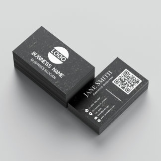 Cartão De Visita Grunge Moderno Personalizado | Logotipo & Código Q
