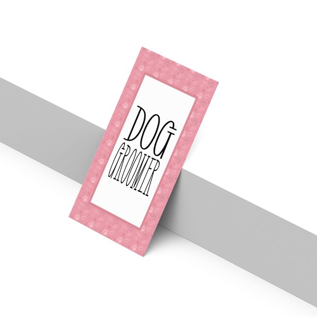 Cartão De Visita Grupo de Cães Simples com código QR (Simple Dog Groomer With QR code Business Card - QR Code, Elegance, and Paws Design.)