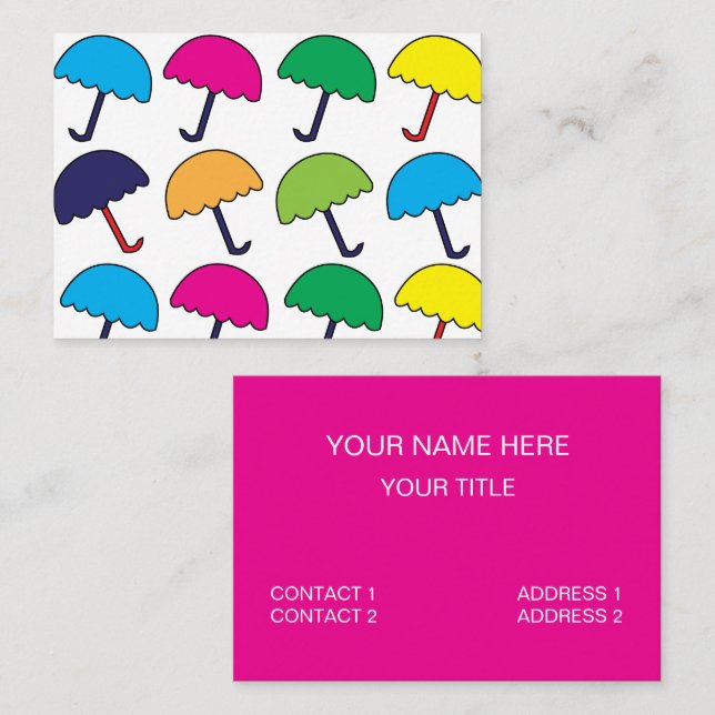 Cartão De Visita Guarda-chuvas Coloridos Guarda-chuvas (Frente/Verso)