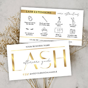 Cartão De Visita Guia de Aterros de Extensões Lash Douradas da Glam