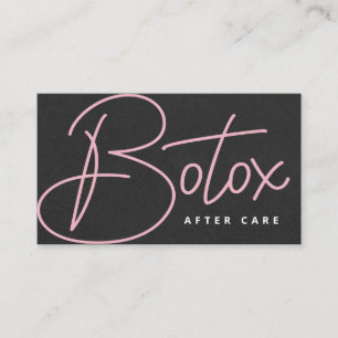 Cartão De Visita Guia de Cuidados Pós Botox Glam Black Pink Script