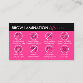Cartão De Visita Guia de Cuidados Pós Laminção de Sobrancelhas Rosa