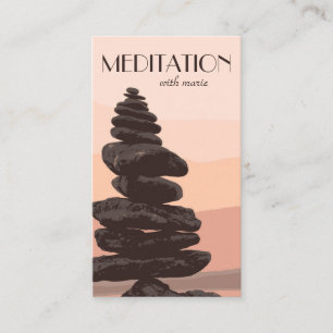 Cartão De Visita Guia de Meditação Peach Reiki Stone Cairn Stack