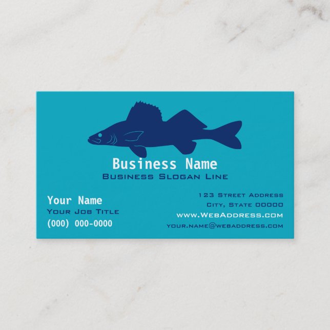 Cartão De Visita Guia de Pesca de Walleye Personalizado / Carta  (Frente)