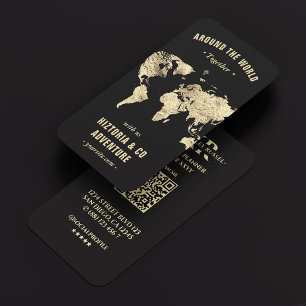 Cartão De Visita Guia de Tour do Viagem Planner Dourado World Map B