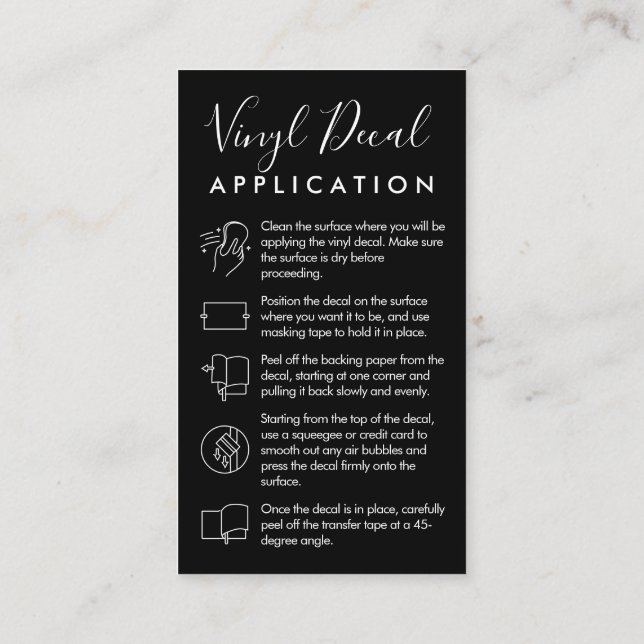 Cartão De Visita Guia de tratamento personalizado de vinilo preto d (Verso)